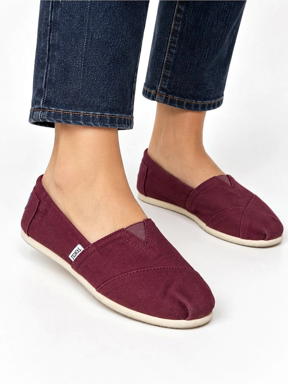 TOMS Classic Alpargata Burgundy Canvas Slip-On Flats Women’s Size 7W